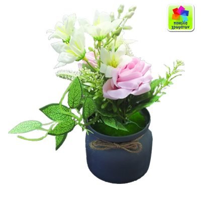 Γλαστράκι πλαστικό με λουλούδια 22cm [10801109]