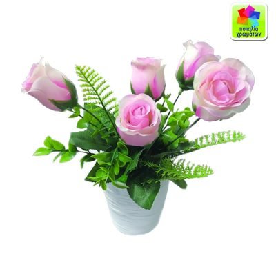 Γλαστράκι πλαστικό με λουλούδια 28cm [10801110]