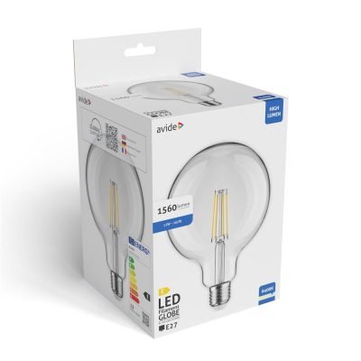 Avide Value LED G125 Filament Σφαιρική E27 12W CW 6400K (15.001.2132)