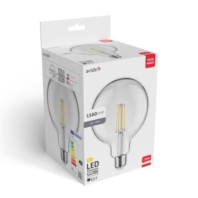 Avide Value LED G125 Filament Σφαιρική E27 12W WW 3000K (15.001.2130)