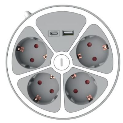 Technik Στρογγυλό Πολύπριζο 4 Θέσεων 1,4m Καλώδιο + USB-A + USB-C 16A (41.001.0018)