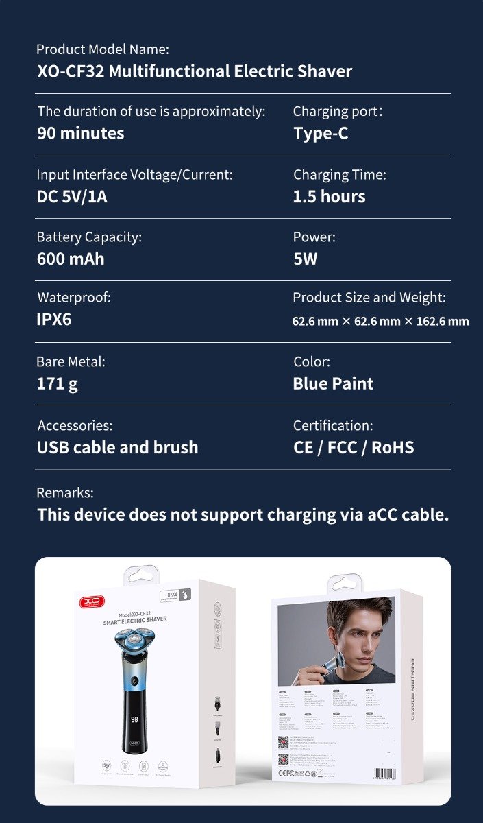 XO CF32 Πολυλειτουργική Ξυριστική Μηχανή σετ (16.012.0033) - Image 11