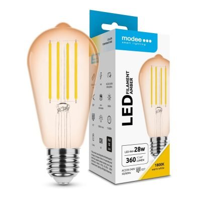 Modee Lighting Λάμπα Filament LED Amber ST58 4W E27 320° 1800K (360 lumen) (40.001.0021)