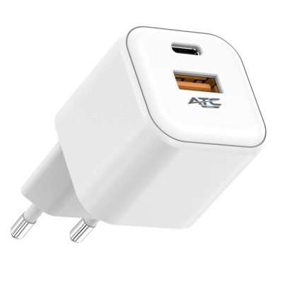 ATC-CHF15 Φορτιστής GaN Ταχείας Φόρτισης με 2 Θύρες USB-A & Type-C 20W (20.002.0014)