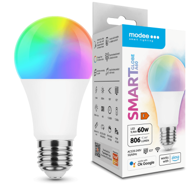 Modee LED Smart Σφαιρική Λάμπα A60 9,4W E27 180° RGB 806lm με Tuya Wi-Fi (40.001.0041)