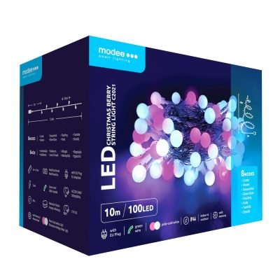 Modee Christmas LED Λαμπάκια Τύπου Berry με Βύσμα (100LED/10m/10cm) Ροζ & Ψυχρό (40.004.0025)