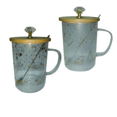 Χριστουγεννιάτικη κούπα με καπάκι κ κουταλάκι 450ml [00001921]