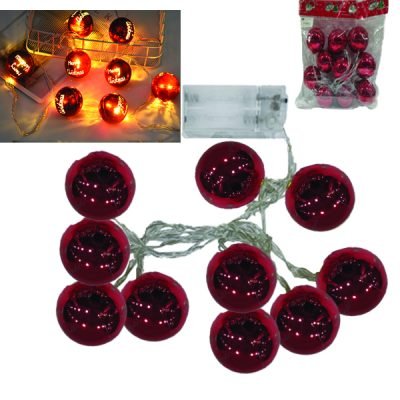 Σετ 10 λαμπάκια μπαταρίας μπαλίτσες κόκκινες [00001956]