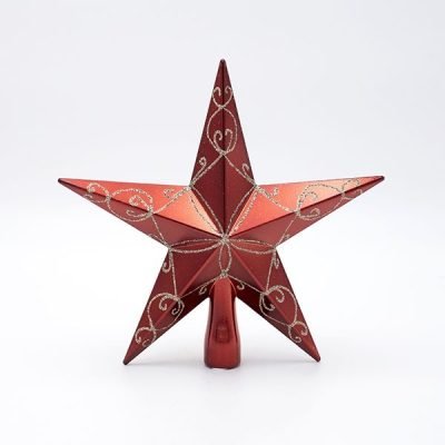 ΠΛΑΣΤΙΚΗ ΚΟΡΥΦΗ, KOKKINH, ΜΕ ΧΡΥΣΟ GLITTER, 20cm (600-47826)