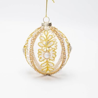 ΓΥΑΛΙΝΗ ΜΠΑΛΑ, ΔΙΑΦΑΝΗ ΜΕ ΛΕΥΚΗ ΠΕΡΛΑ, ΣΕΤ 4ΤΜΧ, 8cm (600-46763)