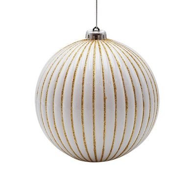 ΜΠΑΛΑ ΠΛΑΣΤΙΚΗ, ΛΕΥΚΗ ΜΕ ΧΡΥΣΕΣ ΑΝΑΓΛΥΦΕΣ ΡΙΓΕΣ, ΣΕΤ 2ΤΜΧ, 20cm (600-47946)