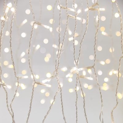 ΚOΥΡΤIΝA, 360 2CHIP LED 3mm, 31V ΜEΤAΣΧΗΜΑΤIΣΤΗ, 8 M/F & ΜΝΗΜΗ, 4 EΠEΚΤAΣEIΣ ΕΩΣ 3 SET, R.CONTROL (TIMER & DIMMER), ΔIAΦAΝO PVC ΚAΛΩΔIO, ΛΕΥΚΟ & ΘΕΡΜΟ ΛΕΥΚΟ LED (H200 x W200cm, 20 LINES x 18 LED), ΚAΛΩΔIO ΠAΡOΧΗΣ 3m, IP44 (600-01160)