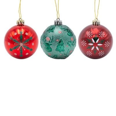 ΠΛΑΣΤΙΚΗ ΜΠΑΛΑ, ΜΠΟΡΝΤΟ ΠΡΑΣΙΝΗ ΚΟΚΚΙΝΗ, ΣΕΤ 6ΤΜΧ, 8cm (600-47816)