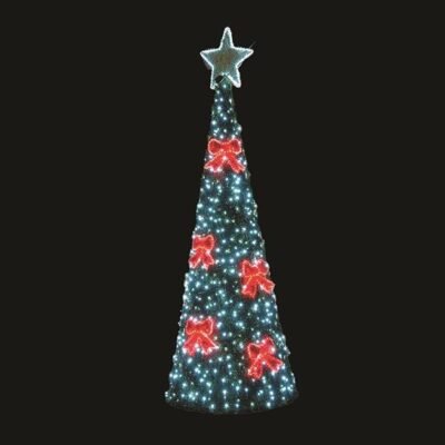 ΕΠΑΓΓΕΛΜΑΤΙΚΟ ΣΧΕΔΙΟ, ΧΡΙΣΤΟΥΓΕΝΝΙΑΤΙΚΟ ΔΕΝΤΡΟ 3D ΜΕ ΦΙΟΓΚΟΥΣ, 230V, ΛΕΥΚΗ ΚΑΙ ΚΟΚΚΙΝΗ LED ΦΩΤ/ΝΑ, ΛΕΥΚΟ LED, 300x120cm, IP65 (600-23548)