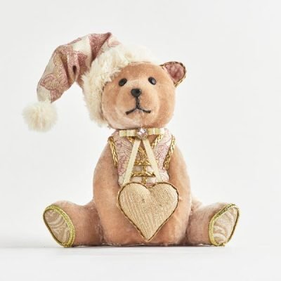 ΚΑΘΙΣΤΟ ΑΡΚΟΥΔΑΚΙ, ΜΕ ΡΟΖ ΡΟΥΧΑ, ΚΑΙ ΣΚΟΥΦΑΚΙ ΑΗ ΒΑΣΙΛΗ, 20x15x26cm (600-44080)