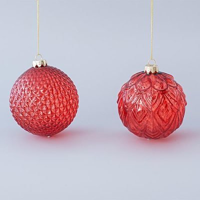 ΓΥΑΛΙΝΗ  ΜΠΑΛΑ, ΔΙΑΦΑΝΗ ΚΟΚΚΙΝΗ, ΣΕΤ 4ΤΜΧ, 10cm (600-45182)