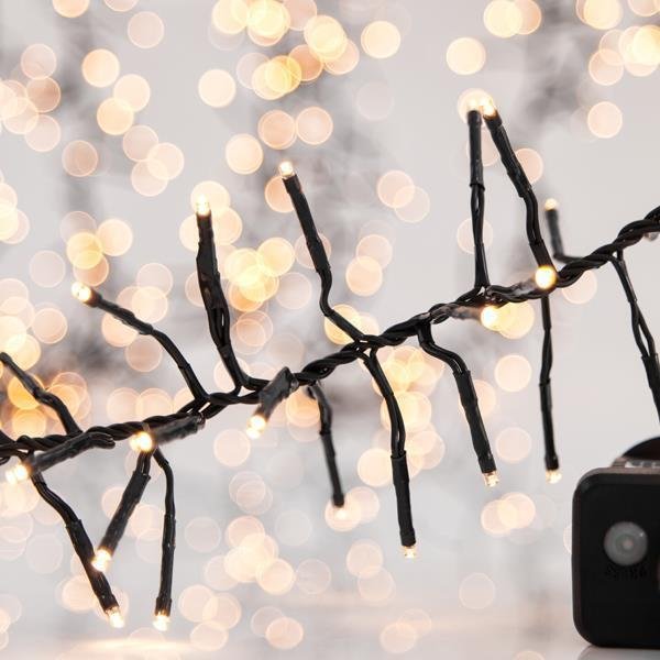 CLUSTER 2,6m, 288 LED 3mm, 31V ΜΕΤΑΣΧΗΜΑΤΙΣΤΗ, 8 ΠΡΟΓΡΑΜΜΑΤΑ & ΜΝΗΜΗ, ΠΡΑΣΙΝΟ PVC ΚΑΛΩΔΙΟ, ΘΕΡΜΟ ΛΕΥΚΟ LED, ΠΡΟΕΚΤΑΣΗ ΠΑΡΟΧΗΣ 3m, IP44 (600-18181)