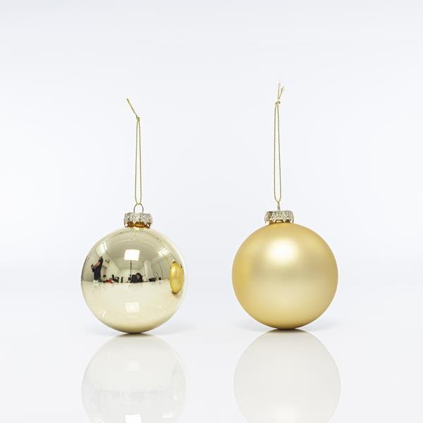 ΓΥΑΛΙΝΗ ΜΠΑΛΑ, ΧΡΥΣΗ, ΜΑΤ ΚΑΙ ΓΥΑΛΙΣΤΕΡΗ, ΣΕΤ 4 ΤΜΧ, 8cm (600-42394)