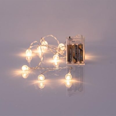 ΣΕΙΡΑ, 10 LED 5mm, ΑΚΡΥΛΙΚΕΣ ΔΙΑΦΑΝΕΣ ΜΠΑΛΕΣ 1.8cm, ΜΠΑΤΑΡΙΑΣ 3xAA, ΔΙΑΦΑΝΟ PVC ΚΑΛΩΔΙΟ, ΘΕΡΜΟ ΛΕΥΚΟ LED ΑΝΑ 15cm, ΠΡΟΕΚΤΑΣΗ ΠΑΡΟΧΗΣ 50cm, IP20 (600-11248)