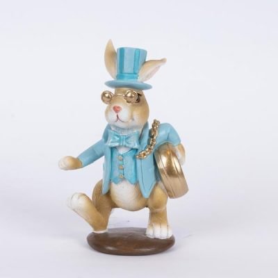 ΔΙΑΚΟΣΜΗΤΙΚΟ ΠΟΛΥΡΕΖΙΝ ΠΟΝΤΙΚΙ, ΓΑΛΑΖΙΟ ΜΕ ΧΡΥΣΟ ΡΟΛΟΙ, 6.5×8.5x14cm (600-46271)