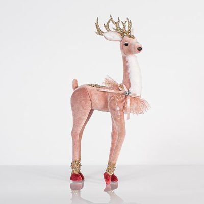 ΒΕΛΟΥΔΙΝΟ ΕΛΑΦΙ, ΡΟΖ, ΜΕ ΧΡΥΣΟ GLITTER, 19x45cm (600-44727)