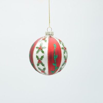 ΓΥΑΛΙΝΗ ΜΠΑΛΑ, ΛΕΥΚΗ ΜΕ ΚΟΚΚΙΝΟ ΚΑΙ ΣΧΕΔΙΑ ΓΚΙ, ΣΕΤ 4ΤΜΧ, 8cm (600-47451)