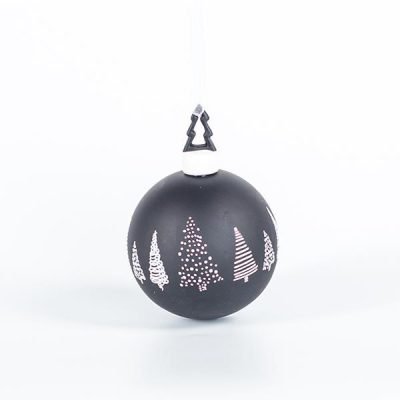 ΓΥΑΛΙΝΗ ΜΠΑΛΑ, ΜΑΥΡΗ, ΜΕ ΠΟΡΣΕΛΑΝΙΝΑ ΔΕΝΤΡΑΚΙΑ, 1ΤΜΧ, 8cm (600-44855)