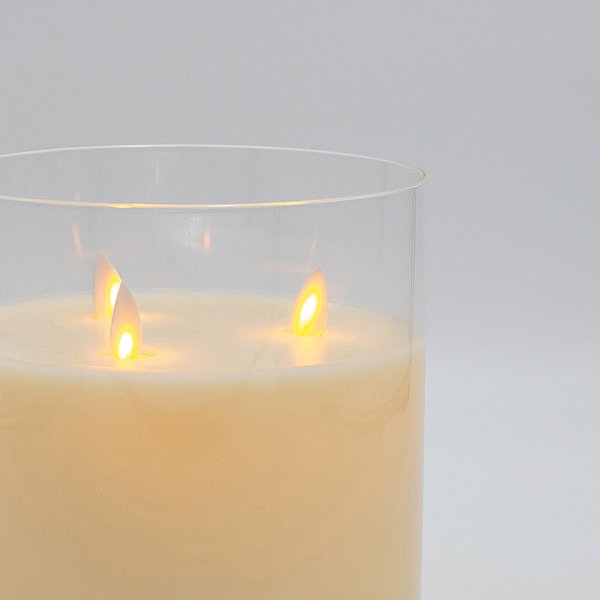 ΚΕΡΙ ΜΠΑΤΑΡΙΑΣ ΜΕ 3 ΚΙΝΟΥΜΕΝΕΣ ΦΛΟΓΕΣ, ΜΕ ΓΥΑΛΙ, ΙΒΟΥΑΡ, ΜΕ ΧΡΟΝΟΔΙΑΚΟΠΤΗ, 15x15cm (147-15134) - Image 2