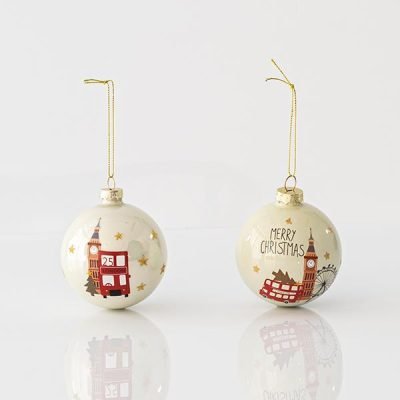 ΓΥΑΛΙΝΗ ΜΠΑΛΑ, BIG BEN, 2 ΣΧΕΔΙΑ, ΣΕΤ 4ΤΜΧ, 10cm (600-45063)