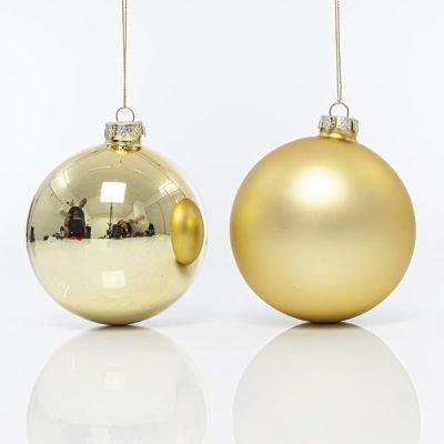 ΓΥΑΛΙΝΗ ΜΠΑΛΑ, ΧΡΥΣΗ, ΜΑΤ ΚΑΙ ΓΥΑΛΙΣΤΕΡΗ, ΣΕΤ 4 ΤΜΧ, 10cm (600-42397)