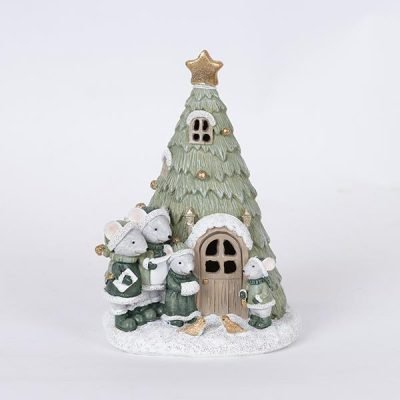 ΔΙΑΚΟΣΜΗΤΙΚΟ ΠΟΛΥΡΕΖΙΝ, ΔΕΝΤΡΟ ΜΕ ΠΟΝΤΙΚΑΚΙΑ, ΦΩΤΙΖΟΜΕΝΟ, 10.5x12x17cm (600-46256)