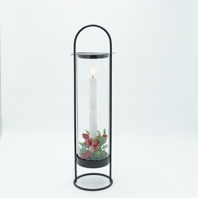 ΜΕΤΑΛΛΙΚΟ ΦΑΝΑΡΙ ΜΑΥΡΟ ΜΕ 1 ΚΕΡΙ, 11.50x44cm (600-47323)