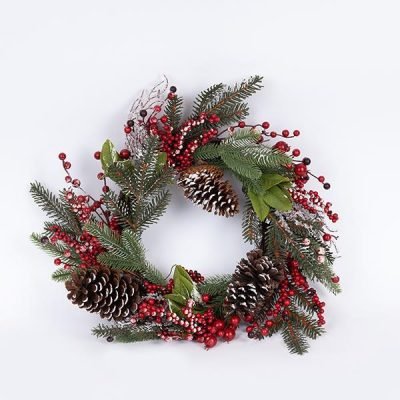 ΣΤΕΦΑΝΙ ΜΕ ΧΙΟΝΙΣΜΕΝΑ BERRIES ΚΑΙ ΚΟΥΚΟΥΝΑΡΙΑ, 55cm (600-46632)