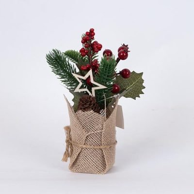 DISPLAY BOX, ΓΛΑΣΤΡΑΚΙ ΜΕ ΑΣΤΕΡΑΚΙ ΚΑΙ ΚΟΚΚΙΝΑ BERRIES, 12TMX, 22cm (600-46115)