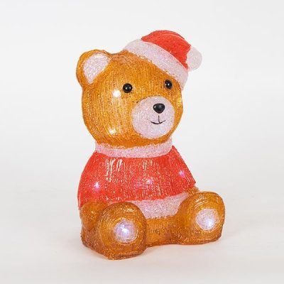 ΑΚΡΥΛΙΚΟΣ ΑΡΚΟΥΔΟΣ ΚΑΦΕ & ΚΟΚΚΙΝΟ, ΜΠΑΤΑΡΙΑΣ 2xAA, 20 ΛΕΥΚΑ + 5 ΛΕΥΚΑ FLASH LED, 16x14x24cm, IP20 (600-40884)