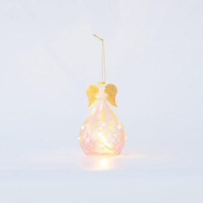 ΓΥΑΛΙΝΟ ΚΗΡΟΠΗΓΙΟ, ΑΓΓΕΛΟΣ, ΡΟΖ, 9x15cm (600-45745)