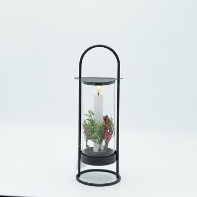 ΜΕΤΑΛΛΙΚΟ ΦΑΝΑΡΙ ΜΑΥΡΟ ΜΕ 1 ΚΕΡΙ, 10.50x30cm (600-47322)