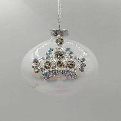 ΓΥΑΛΙΝΟ ΣΤΟΛΙΔΙ, ΚΡΕΜΜΥΔΙ, ΑΣΠΡΟ ΜΕ ΚΟΡΩΝΑ, ΣΕΤ 4ΤΜΧ, 10cm (600-42797)