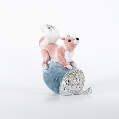 ΒΕΛΟΥΔΙΝΟΣ ΣΚΙΟΥΡΟΣ, ΡΟΖ, ΜΕ ΜΠΛΕ ΚΟΥΚΟΥΝΑΡΙ, 16x22cm (600-44683)