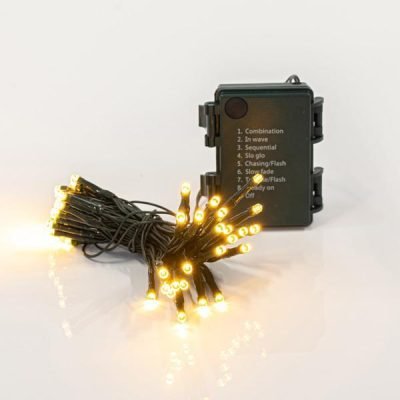 ΣΕΙΡΑ, 48 LED 3mm, ΜΠΑΤΑΡΙΑΣ 3xAA, 8 ΠΡΟΓΡΑΜΜΑΤΑ & ΜΝΗΜΗ, TIMER, ΠΡΑΣΙΝΟ PVC ΚΑΛΩΔΙΟ, ΘΕΡΜΟ ΛΕΥΚΟ LED ΑΝΑ 7.5cm, ΠΡΟΕΚΤΑΣΗ ΠΑΡΟΧΗΣ 50cm, IP44 (600-11225)