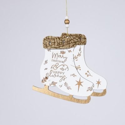 ΞΥΛΙΝΟ ΣΤΟΛΙΔΙ ΜΠΟΤΟΥΛΑ, ΛΕΥΚΟ ΜΕ ΧΡΥΣΟ, 0.5x14x24cm (600-46100)