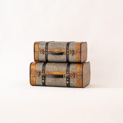 ΞΥΛΙΝΗ ΒΑΛΙΤΣΑ, ΓΚΡΙ, ΣΕΤ 2 ΤΜΧ, 45×30,5×19,5cm ΚΑΙ 40x24x16,5cm (600-45478)