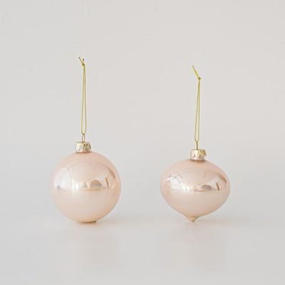ΓΥΑΛΙΝΗ ΜΠΑΛΑ, ΡΟΖ, ΠΕΡΛΕ, 2 ΣΧΗΜΑΤΑ, ΣΕΤ 4ΤΜΧ, 10cm (600-45736)