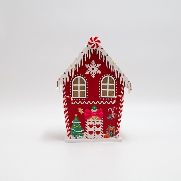 ΧΑΡΤΙΝΟ ΣΠΙΤΑΚΙ, ΚΟΚΚΙΝΟ ΜΕ CANDY, ΦΩΤΙΖΟΜΕΝΟ, 15x10.5x21.5cm (600-47755)