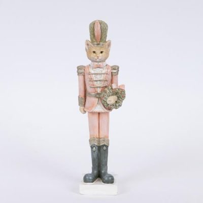 ΔΙΑΚΟΣΜΗΤΙΚΟ ΠΟΛΥΡΕΖΙΝ, ΓΑΤΑ ΣΤΡΑΤΙΩΤΗΣ, ΡΟΖ, 6,5x5x23cm (600-46339)