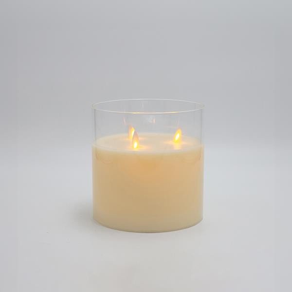 ΚΕΡΙ ΜΠΑΤΑΡΙΑΣ ΜΕ 3 ΚΙΝΟΥΜΕΝΕΣ ΦΛΟΓΕΣ, ΜΕ ΓΥΑΛΙ, ΙΒΟΥΑΡ, ΜΕ ΧΡΟΝΟΔΙΑΚΟΠΤΗ, 15x15cm (147-15134)