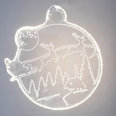 ΕΠΑΓΓΕΛΜΑΤΙΚΟ ΣΧΕΔΙΟ ΚΡΕΜΑΣΤΟ ΜΕ PLEXI GLASS, ΧΡΙΣΤΟΥΓΕΝΝΙΑΤΙΚΗ ΣΚΗΝΗ, ΘΕΡΜΗ ΛΕΥΚΗ ΤΑΙΝΙΑ LED, 48x2x63cm, IP65 (600-22448)