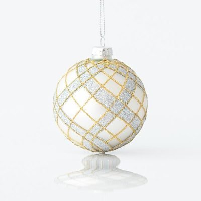 ΓΥΑΛΙΝΗ ΜΠΑΛΑ, ΑΣΗΜΙ ΜΑΤ, ΜΕ ΑΣΗΜΙ GLITTER, ΣΕΤ 4ΤΜΧ, 10cm (600-45079)