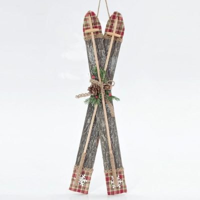 ΠΑΓΟΠΕΔΙΛΑ ΞΥΛΙΝΑ ΜΕ ΚΟΚΚΙΝΟ ΚΑΡΟ, 17x7x65cm (600-43232)