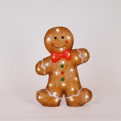 ΑΚΡΥΛΙΚΟΣ GINGERBREAD, ΜΕΤΑΣΧΗΜΑΤΙΣΤΗ, 40 ΛΕΥΚΑ LED, 28x8x37cm, ΠΡΟΕΚΤΑΣΗ ΠΑΡΟΧΗΣ 5m, IP44 (600-47214)